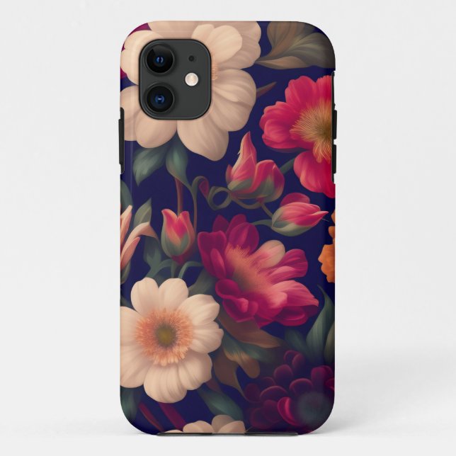 Capa Para iPhone 11 Papel de parede com padrão floral (Verso)