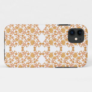 Capa Para iPhone 11 Papel de parede, cor de laranja e branco, com desi