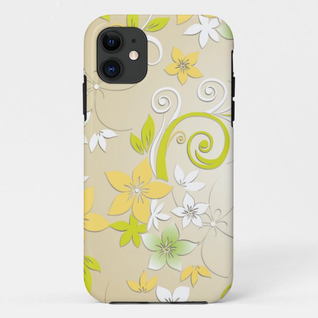 Capa Para iPhone 11 Papel de parede de flores 3 (Verso)