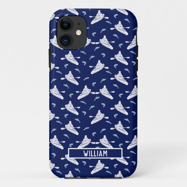 Capa Para iPhone 11 Para Kayakers Marinho Personalizado Blue Kayak (Verso)
