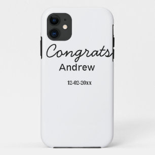 Capa Para iPhone 11 Parabéns minimalistas simples adicionar nome data 