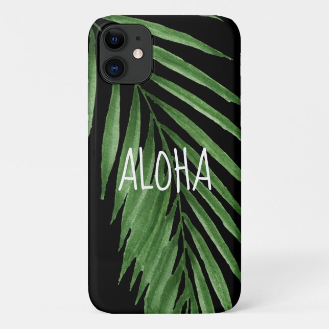 Capa Para iPhone 11 Paradise Palm Hawaiian Tropical - Preto (Verso)