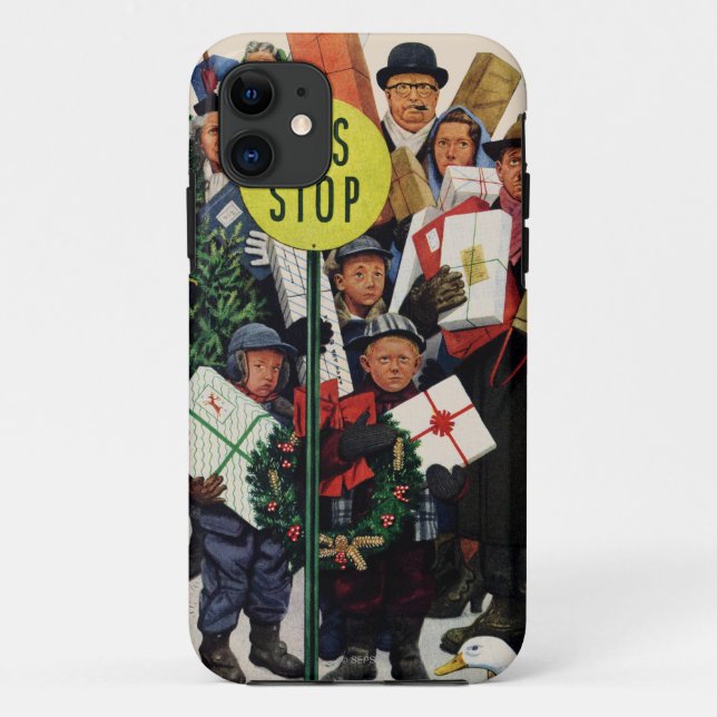 Capa Para iPhone 11 Paragem do autocarro no Natal (Verso)