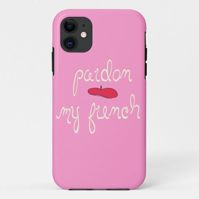 Capa Para iPhone 11 Pardon meu francês com boina (Verso)