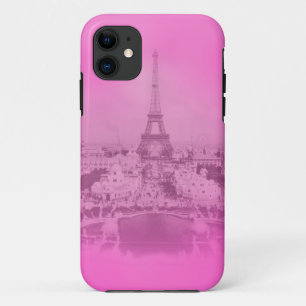 Capa Para iPhone 11 Paris Antigo & Torre Eiffel Exposição Rosa Única