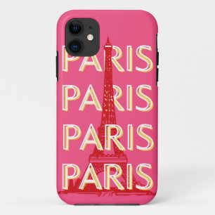 Capa Para iPhone 11 Paris, Viagem Art, Retro-Viagem Art, Rosa