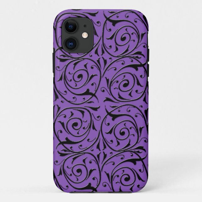 Capa Para iPhone 11 Parras Giratórias Abstratas Roxo e Preto (Verso)
