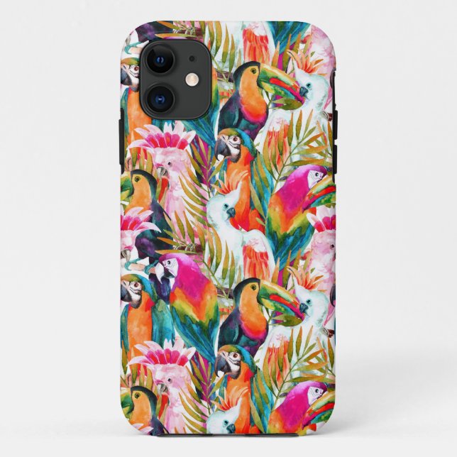 Capa Para iPhone 11 Parrots & Palm Folaves (Verso)