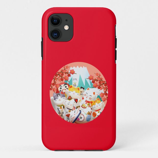 Capa Para iPhone 11 Partido Manekineko Hanami (Verso)