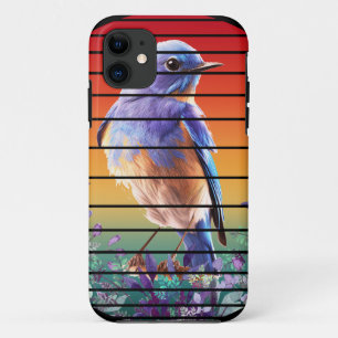 CAPA PARA iPhone 11 PÁSSARO COLORIDO MODERNO NO SOL DE SANGUE