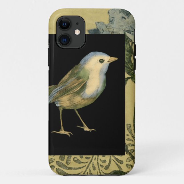 Capa Para iPhone 11 Pássaro no fundo preto e ventilado (Verso)