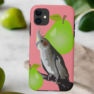 Capa Para iPhone 11 Pássaro Pet Cockatiel legal, Fruta rosa cor-de-ros