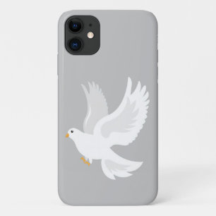 Capa Para iPhone 11 Pássaro pomba branco na cinza