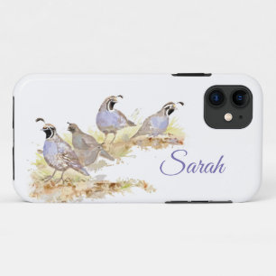 Capa Para iPhone 11 Pássaro Quail Original da Watercolor California