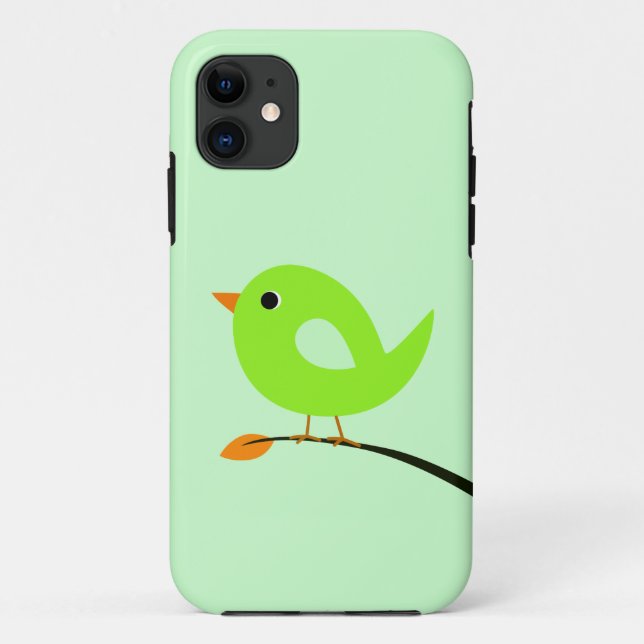 Capa Para iPhone 11 Pássaro verde no ramo (Verso)