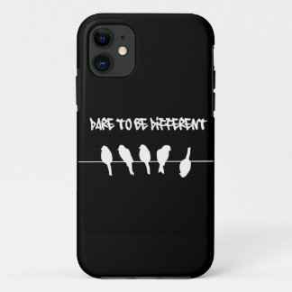 Capa Para iPhone 11 Pássaros em um fio - ouse ser diferente (o preto)