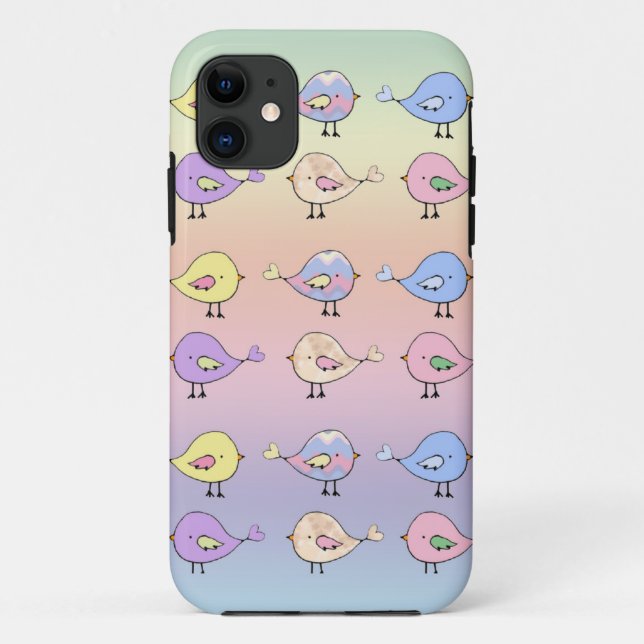 Capa Para iPhone 11 Pássaros Passados Fofos (Verso)