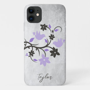 Capa Para iPhone 11 Pássaros Roxos Personalizados