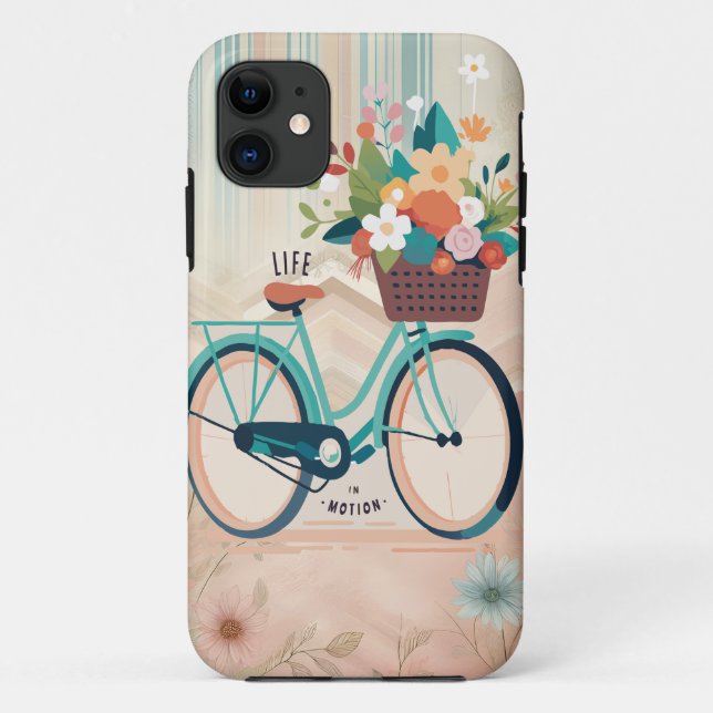 Capa Para iPhone 11 Passeio de Bike Floral (Verso)