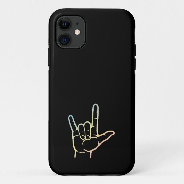 Capa Para iPhone 11 Pastel ASL Eu Amo Seu Caso Personalizado (Verso)