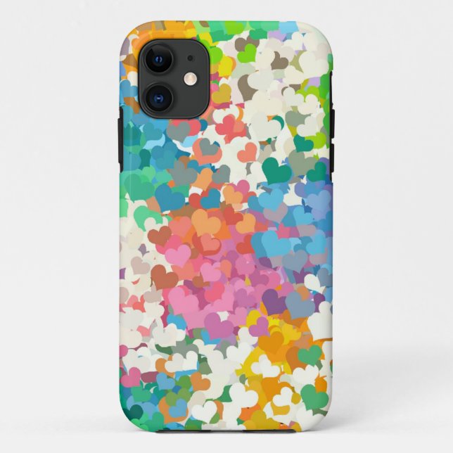 Capa Para iPhone 11 Pastel Confetti Hearts (Verso)