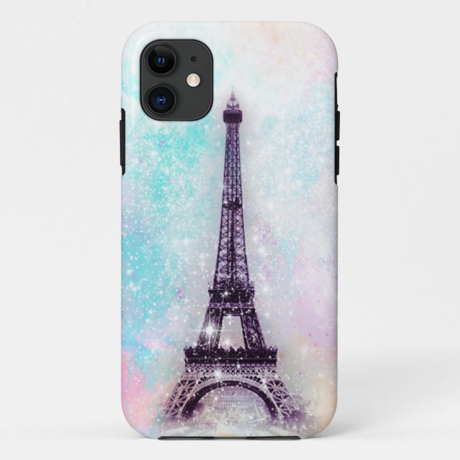 Capa Para iPhone 11 Pastel da torre Eiffel (Verso)