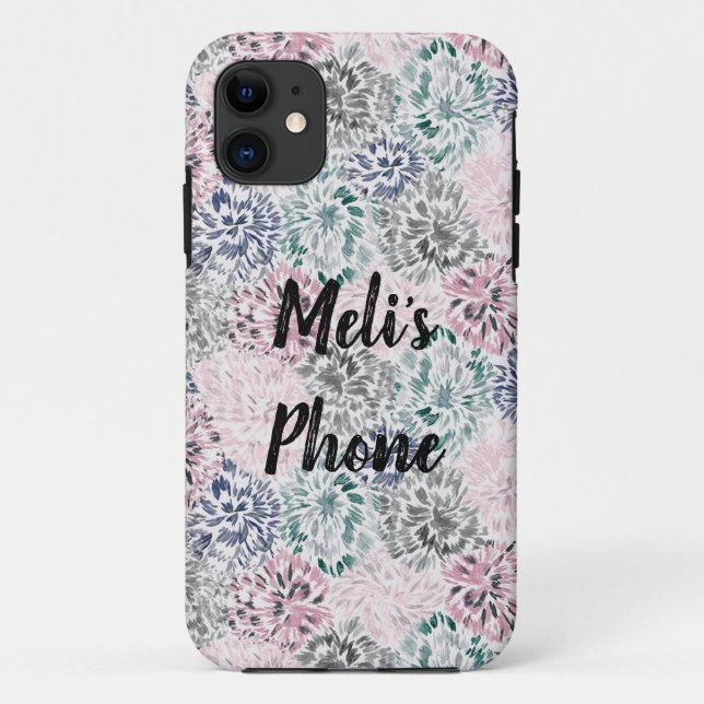 Capa Para iPhone 11 Pastel Floral Personalizável (Verso)