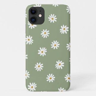 Capa Para iPhone 11 Pastel Green Daisy Flower