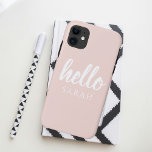 Capa Para iPhone 11 Pastel Mínimo Moderno, Rosa Alô E Seu Nome<br><div class="desc">Pastel Mínimo Moderno,  Rosa Alô E Seu Nome</div>