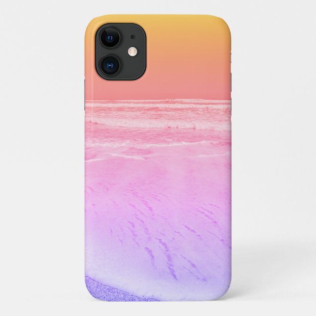 Capa Para iPhone 11 Pastel Ocean Waves Beach iPhone 11 Case (Verso)