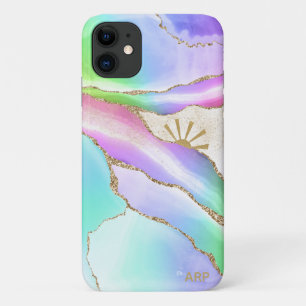 Capa Para iPhone 11 *~* Pastel Rainbow Agate Sun Rays Dust Estrela Dou