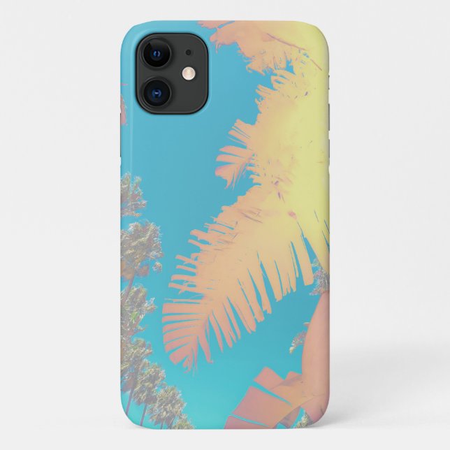 Capa Para iPhone 11 Pastel Tropical Vibes Palms iPhone 11 Case (Verso)