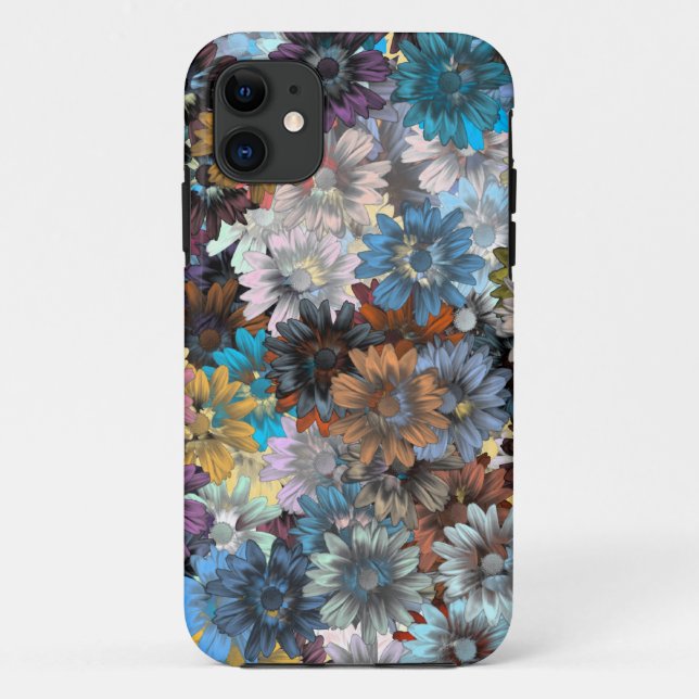 Capa Para iPhone 11 Pata floral azul (Verso)