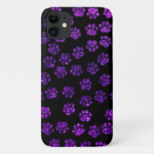 Capa Para iPhone 11 Patas Roxas, Pás Luminosas, Lâmpadas Roxas, Cão