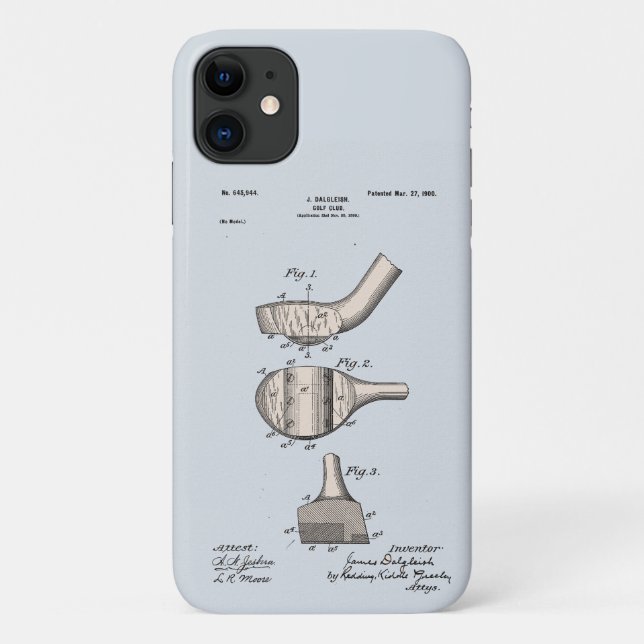 Capa Para iPhone 11 Patente Vintage Golf Club (Verso)