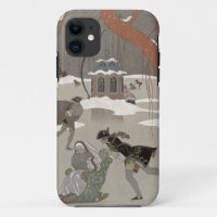 Patinagem no gelo no lago congelado, ilustração