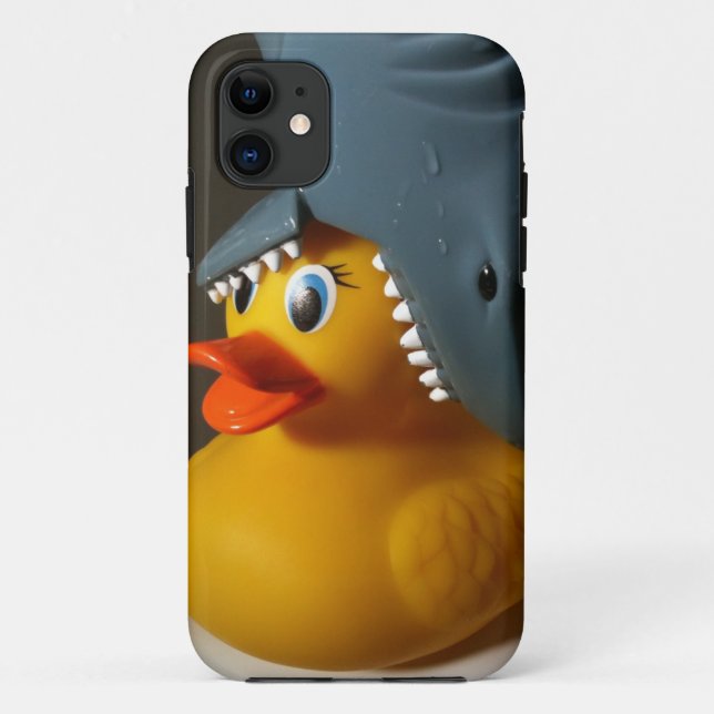 Capa Para iPhone 11 Pato da borracha do chapéu do tubarão (Verso)