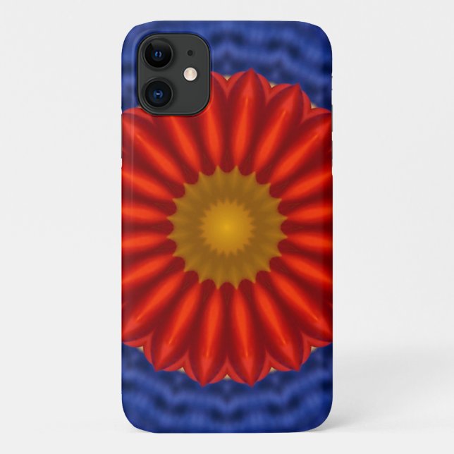 Capa Para iPhone 11 Pato em azul com caleidoscópio vermelho (Verso)