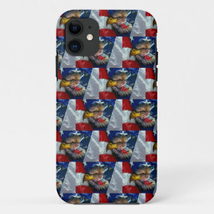Capa Para iPhone 11 Patriótica Americana Flag Bald Eagle Wolf