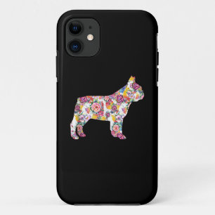 Capa Para iPhone 11 Patterno de Flor Francês Bulldogs Franceses Prese