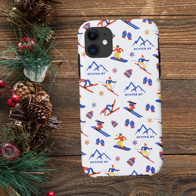 Capa Para iPhone 11 Patterno de Snowboard Hunter Mountain, Nova Iorque (Hunter Mountain New York ski snowboard winter snow vacation christmas holidays iphone phone case)