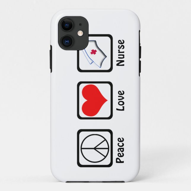 Capa Para iPhone 11 Paz, amor, Enfermeira-Símbolos (Verso)