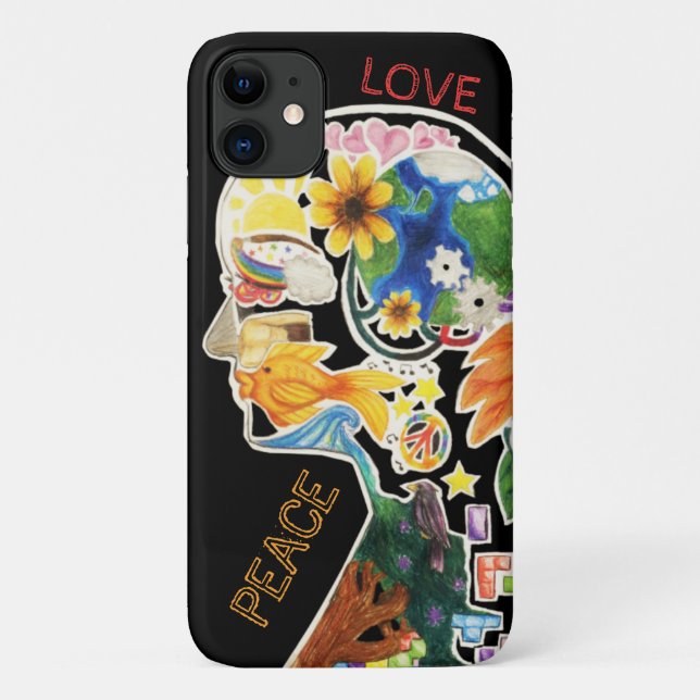 Capa Para iPhone 11 Paz e Amor Hippie Única (Verso)