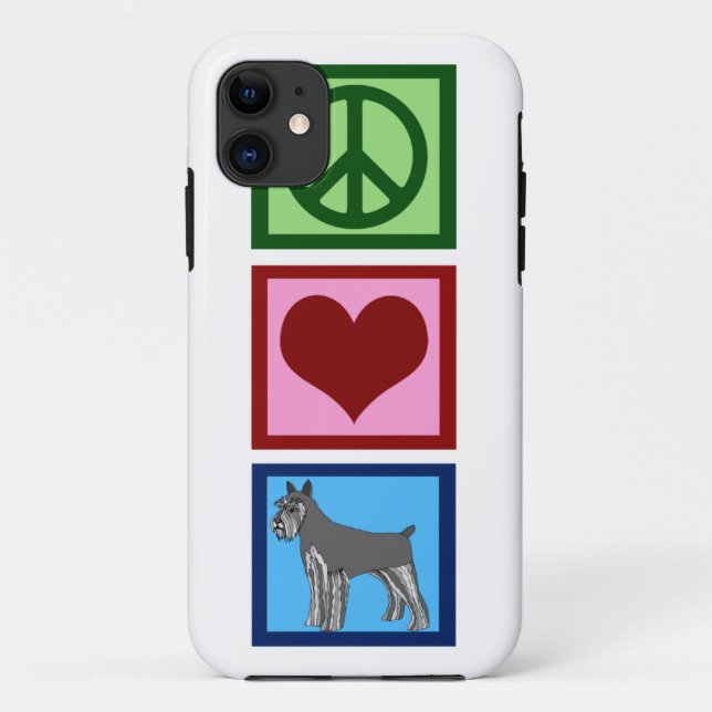 Capa Para iPhone 11 Peace Love Schnauzers (Verso)