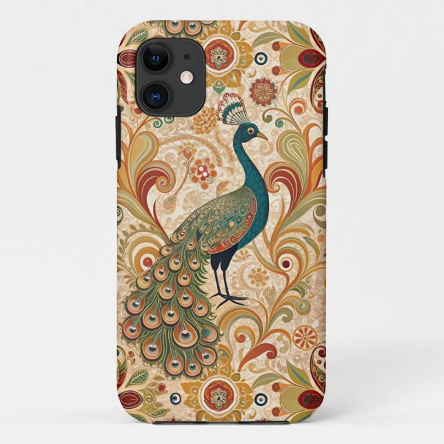 Capa Para iPhone 11 Peacock Art Morris Style (Verso)