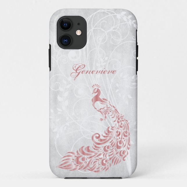 Capa Para iPhone 11 Peacock Rosa Personalizado (Verso)