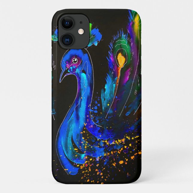 Capa Para iPhone 11 Peacock Whimsical Pintado (Verso)