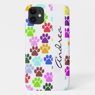 Capa Para iPhone 11 Peças Coloridas, Padrões De Pata, Patas De Cachorr