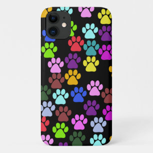 Capa Para iPhone 11 Peças Coloridas, Padrões De Pata, Patas De Cães, I