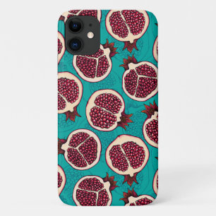 Capa Para iPhone 11 Pedaços de romã em turquesa